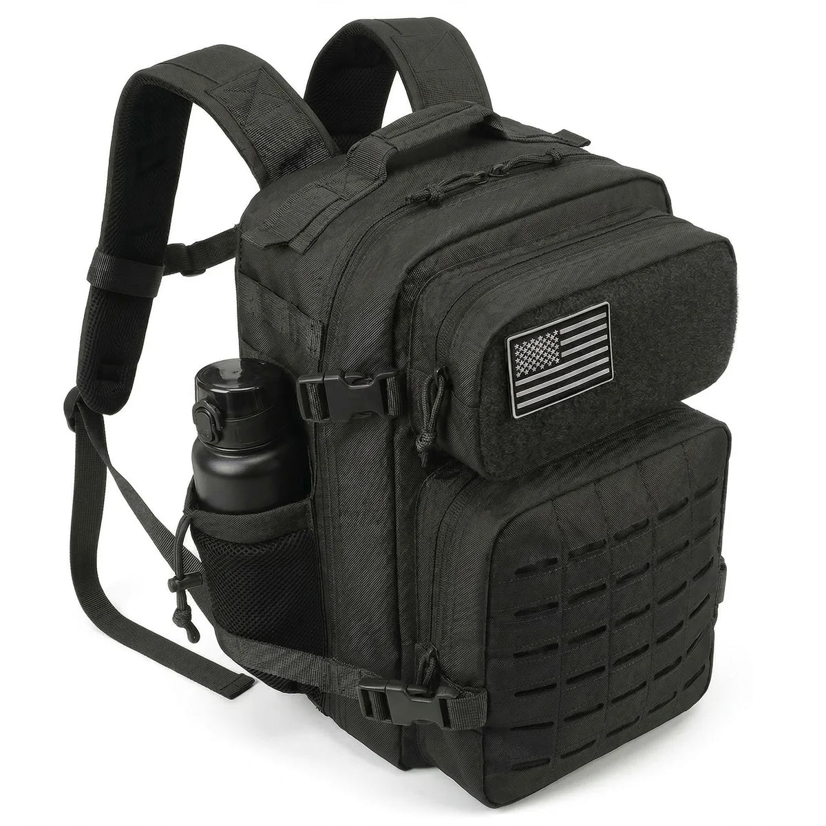 26L Tactical Hunting Backpack for Men with Dual Cup Holders, MOLLE Outdoor Hiking Rucksack for Deer Bow Archery Elk Duck Waterfowl Hunting, Camping Travel Gear Storage Bag