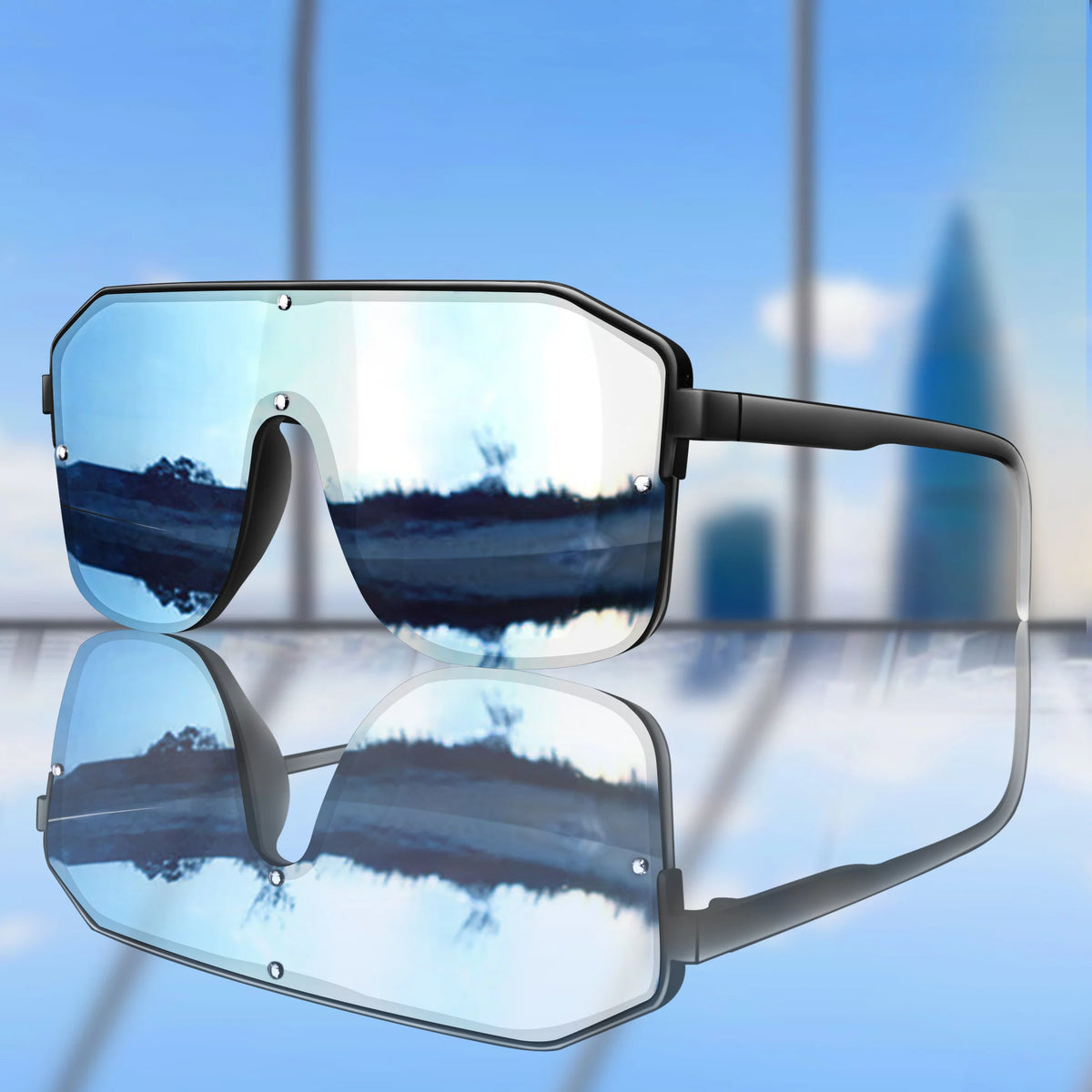 New Brand Square Big Frame Sunglasses Men Women Fashion Goggles Outdoor Sports Cycling Driving Travel Windproof Eyewear Festival