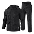 Mens Tactical Sets Spring Autumn Fleece Lined Detachable Hat Outdoor Hiking Workwear Combat Training Hunting Military Suit Men