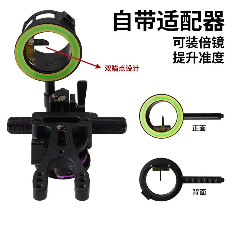 Archery Compound Bow Sight Eddie 1Pin Aiming Single Pin Sight Fast Fine-tune Adjustable Short Bar Hunting Shooting Accessories
