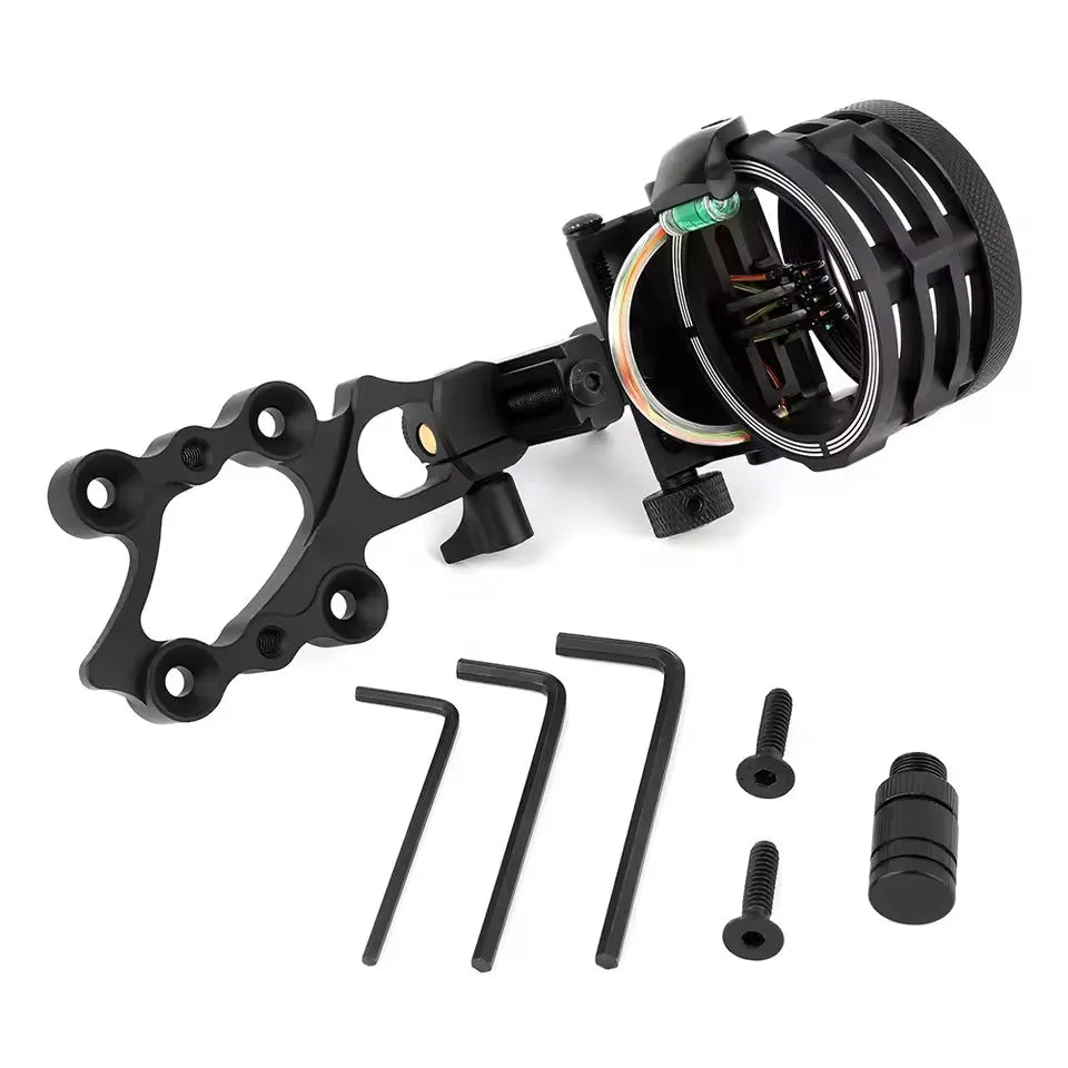 Archery Compound Bow Sight 2X/4X/6X/8X Lens 5pin 0.019" Optical Fiber Adjustable CNC Aluminum Alloy Shooting Hunting Aim Target