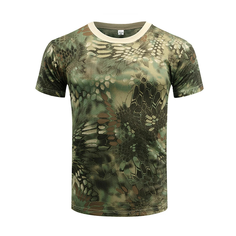 Tactical Camouflage Shirt Short Sleeve Men's Quick Dry Combat T-Shirt Military Army T Shirt Camo Outdoor Hiking Hunting Shirts
