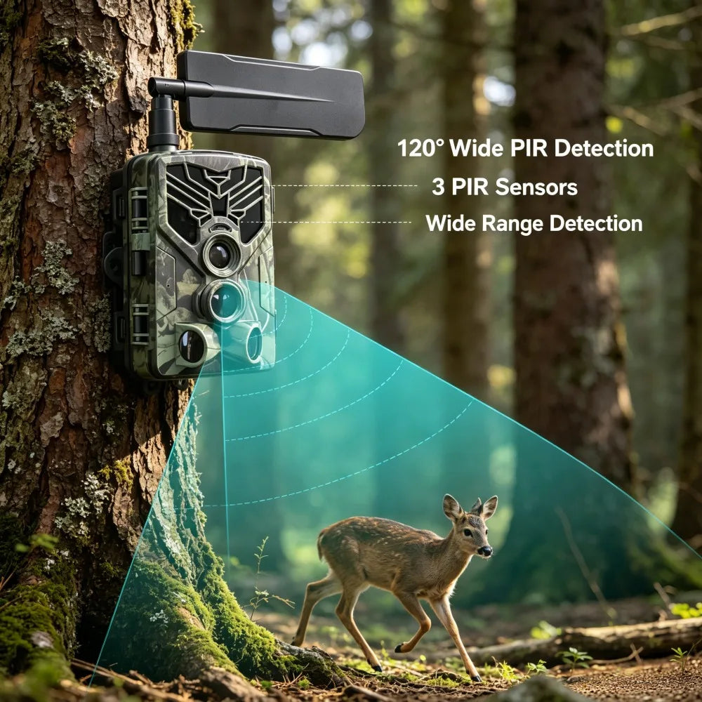 Suntek 4K 4G APP 120MP Live Night Vision Broadcast Trail Hunting Camera Cloud Service Control Wildlife Wireless Photo Trap Game