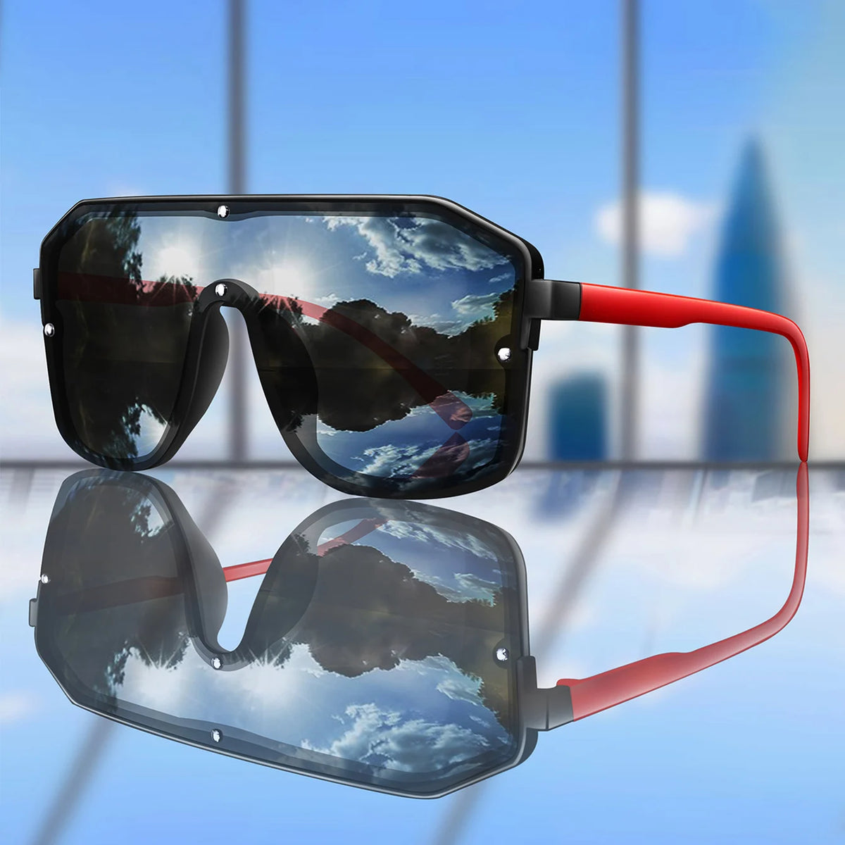 New Brand Square Big Frame Sunglasses Men Women Fashion Goggles Outdoor Sports Cycling Driving Travel Windproof Eyewear Festival