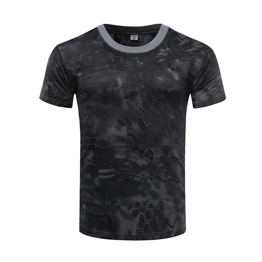 Tactical Camouflage Shirt Short Sleeve Men's Quick Dry Combat T-Shirt Military Army T Shirt Camo Outdoor Hiking Hunting Shirts