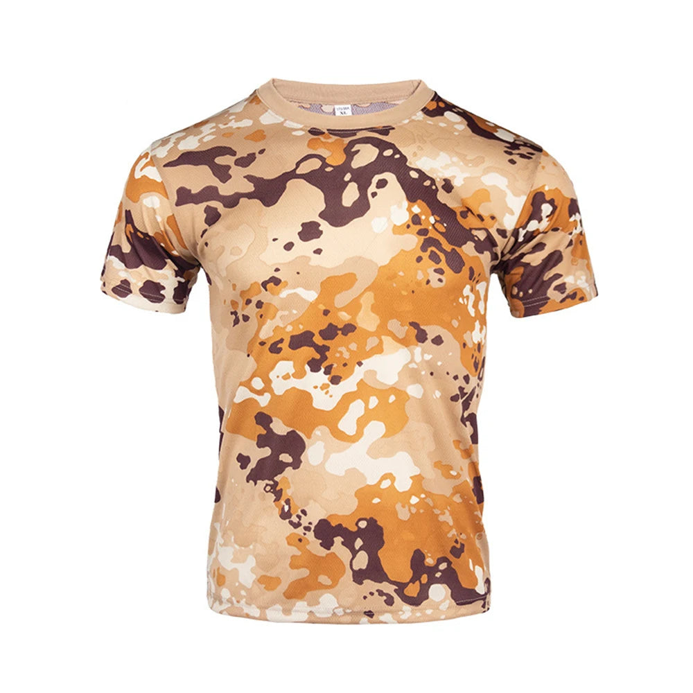 Tactical Camouflage Shirt Short Sleeve Men's Quick Dry Combat T-Shirt Military Army T Shirt Camo Outdoor Hiking Hunting Shirts