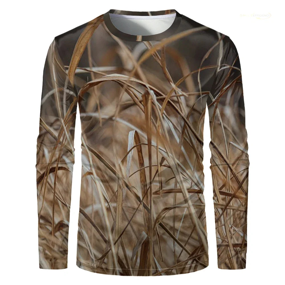 Men Camouflage Forest Hunting T-shirt Utdoor Quick Drying Breathable Hiking Long Sleeve T-shirt Fishing Camping Sports Tops Tees