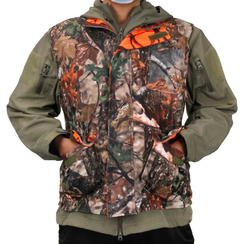 Orange Hunting Vest Men's Sleeveless Jacket Camouflage Field Breathable Hunting Vest With Many Multi Pockets Outdoors Waistcoat