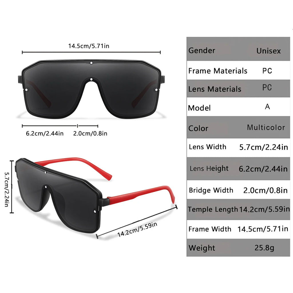 New Brand Square Big Frame Sunglasses Men Women Fashion Goggles Outdoor Sports Cycling Driving Travel Windproof Eyewear Festival