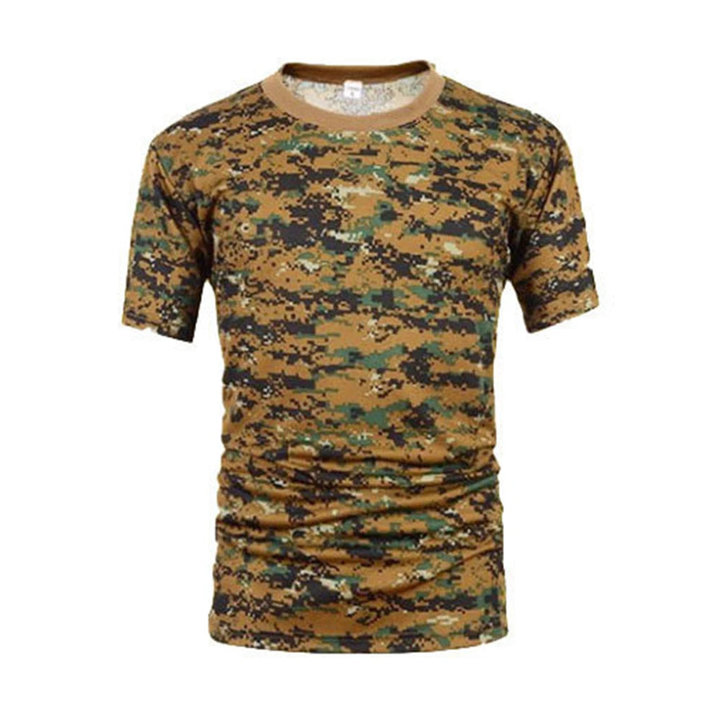 Tactical Camouflage Shirt Short Sleeve Men's Quick Dry Combat T-Shirt Military Army T Shirt Camo Outdoor Hiking Hunting Shirts