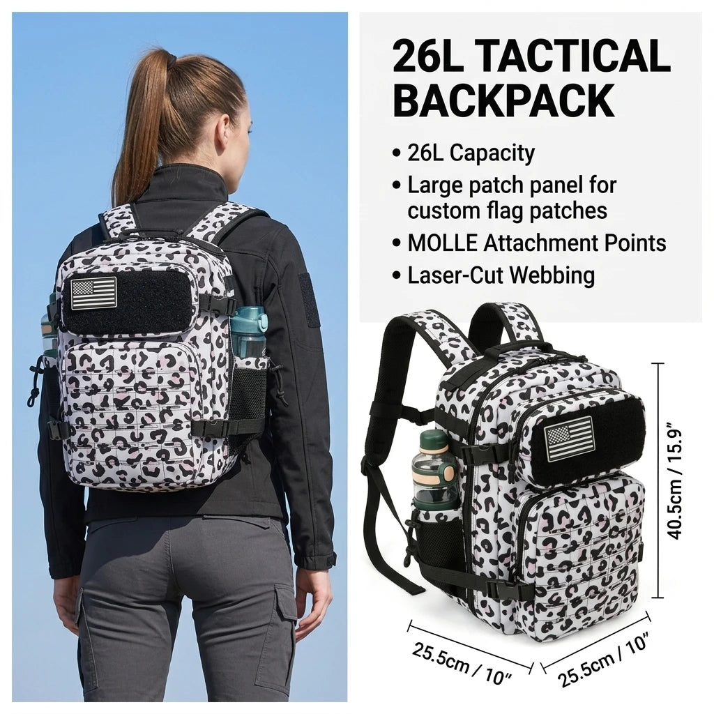 26L Tactical Hunting Backpack for Men with Dual Cup Holders, MOLLE Outdoor Hiking Rucksack for Deer Bow Archery Elk Duck Waterfowl Hunting, Camping Travel Gear Storage Bag