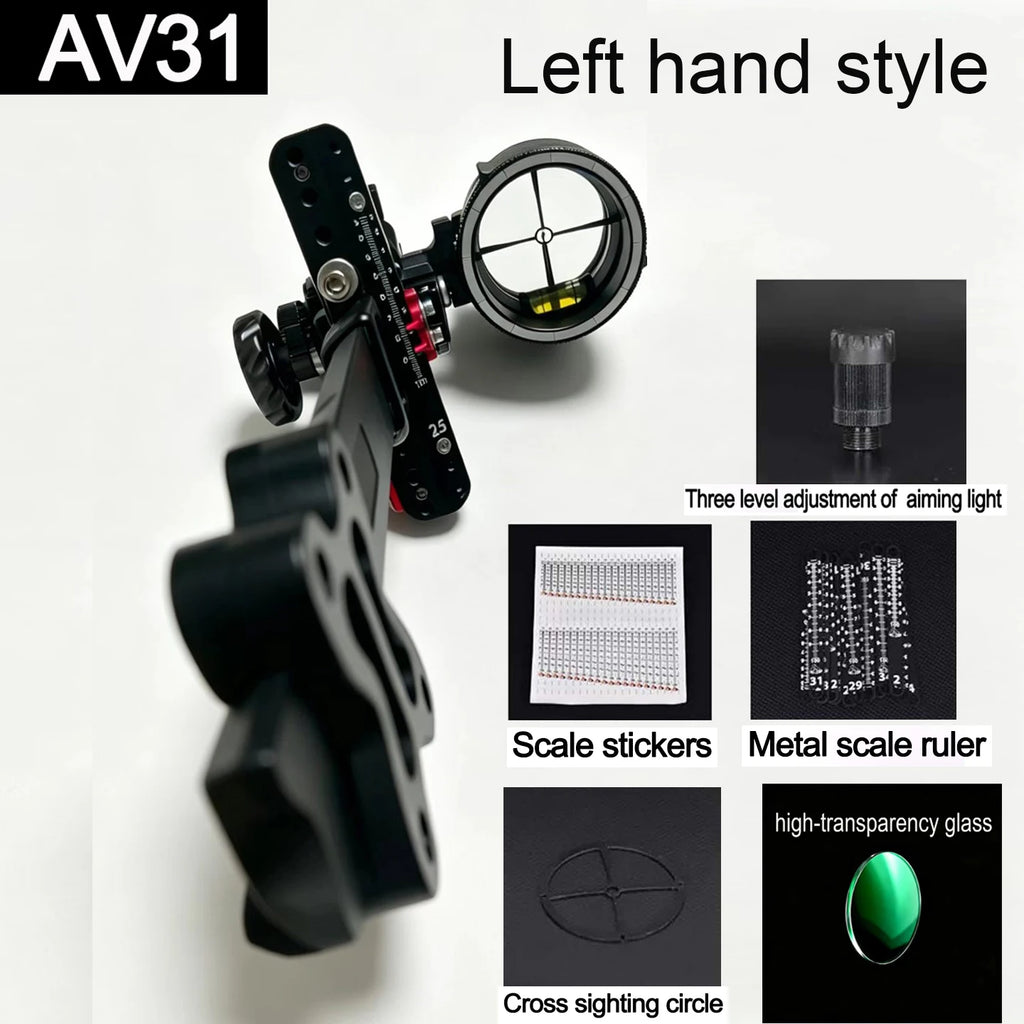 Single Pin Compound Bow Sight, Adjustable Archery Sight with Aluminum Alloy Extended Rod, High Precision Hunting Aiming Sight, O