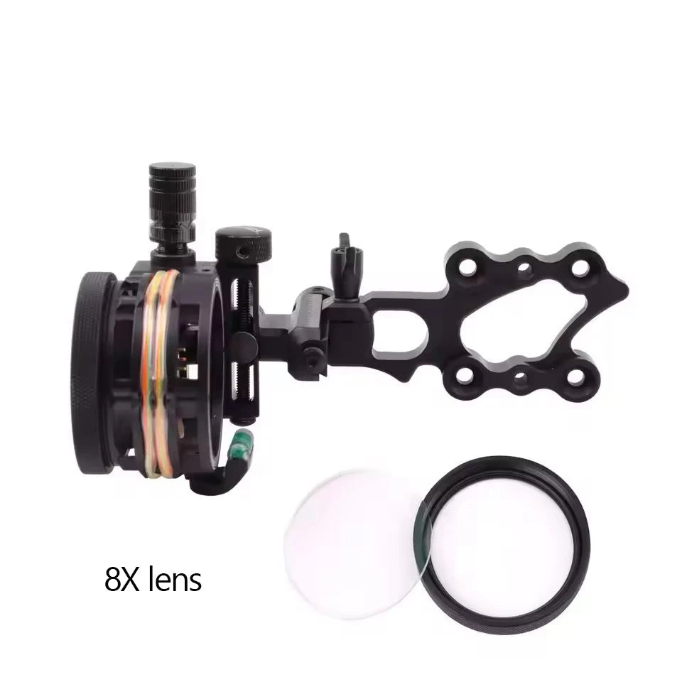 Archery Compound Bow Sight 2X/4X/6X/8X Lens 5pin 0.019" Optical Fiber Adjustable CNC Aluminum Alloy Shooting Hunting Aim Target