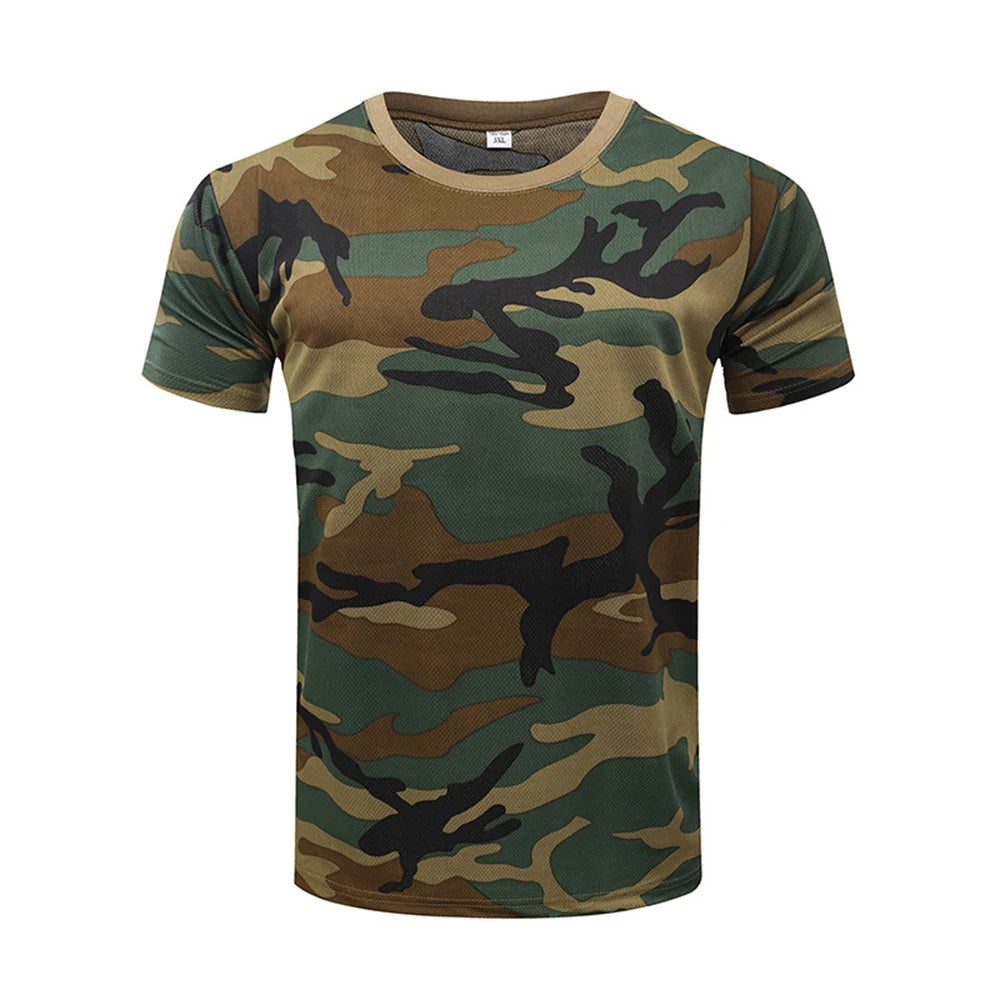 Tactical Camouflage Shirt Short Sleeve Men's Quick Dry Combat T-Shirt Military Army T Shirt Camo Outdoor Hiking Hunting Shirts
