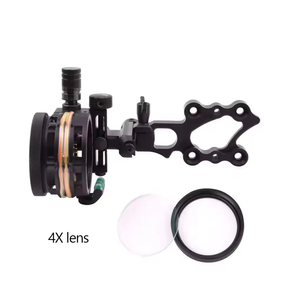 Archery Compound Bow Sight 2X/4X/6X/8X Lens 5pin 0.019" Optical Fiber Adjustable CNC Aluminum Alloy Shooting Hunting Aim Target