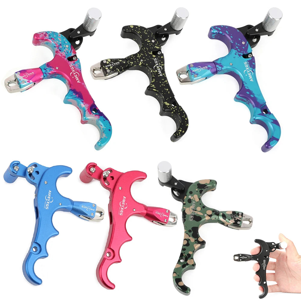 Compound Bow Release 4 Finger 360° Jaws LH/RH and Sensitivity Adjustable Thumb Trigger Archery Hunting Shooting Target Practice