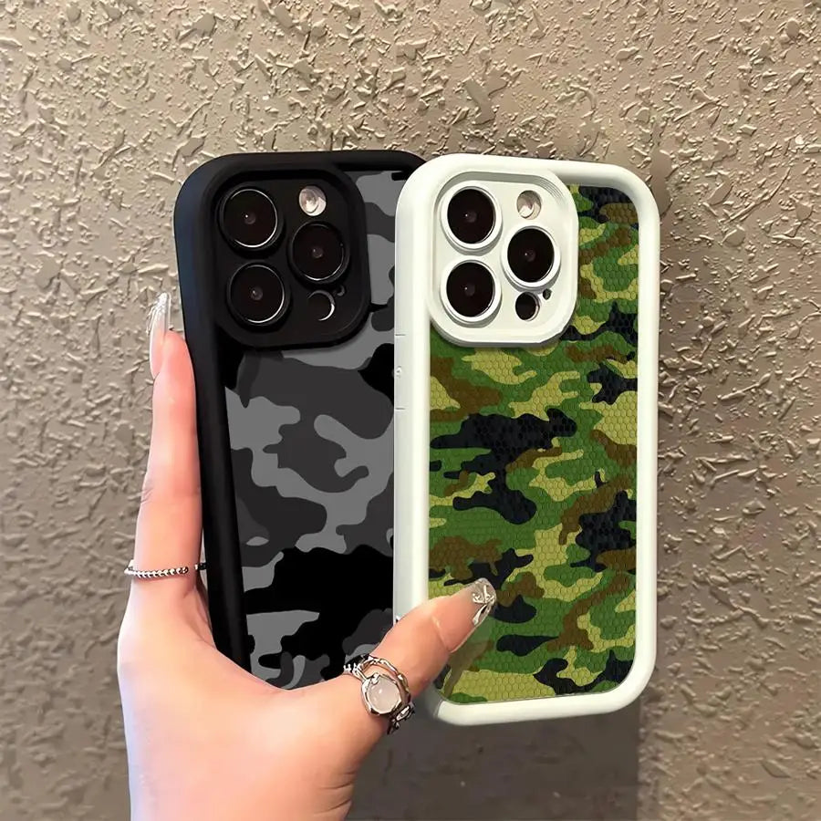 Phone Case for iPhone Soft Cover Shell Black Camouflage