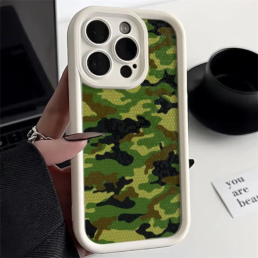 Phone Case for iPhone Soft Cover Shell Black Camouflage