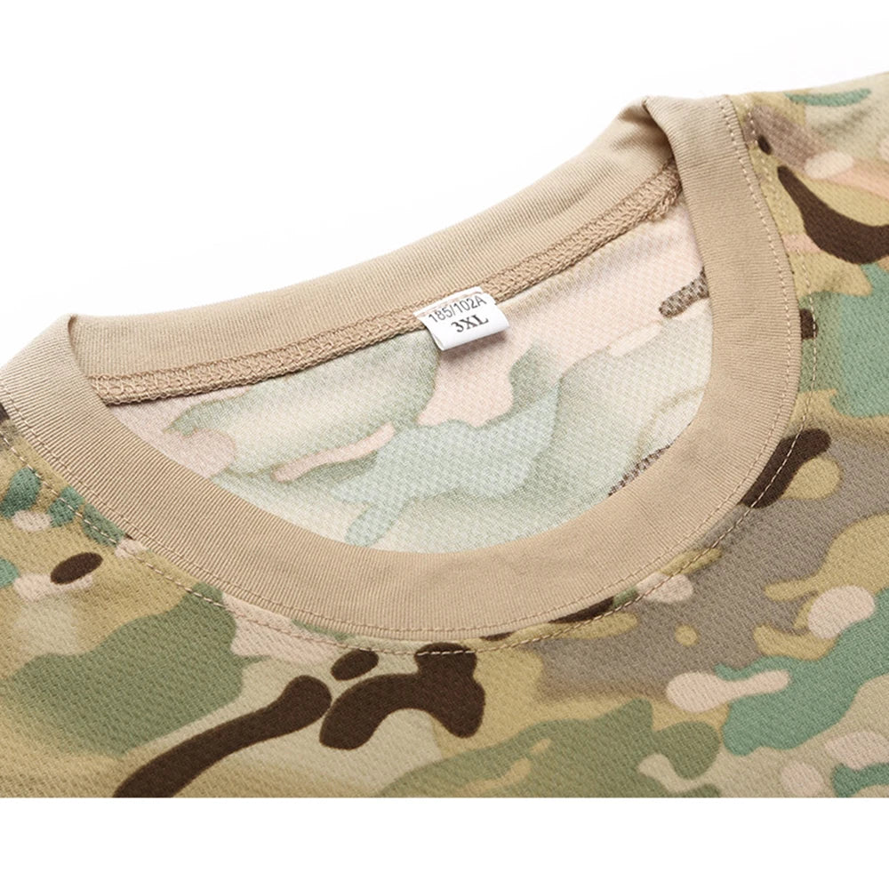 Tactical Camouflage Shirt Short Sleeve Men's Quick Dry Combat T-Shirt Military Army T Shirt Camo Outdoor Hiking Hunting Shirts