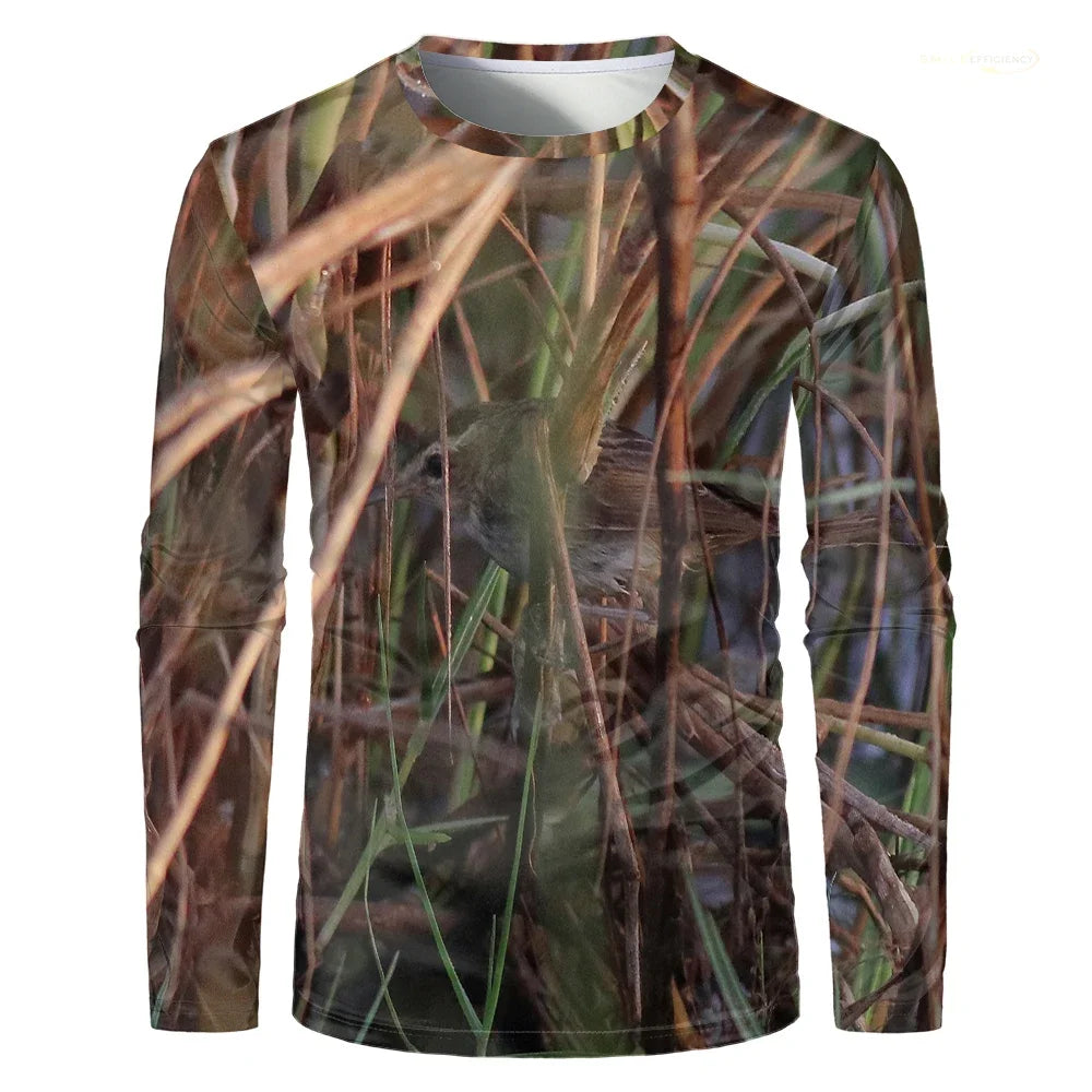 Men Camouflage Forest Hunting T-shirt Utdoor Quick Drying Breathable Hiking Long Sleeve T-shirt Fishing Camping Sports Tops Tees