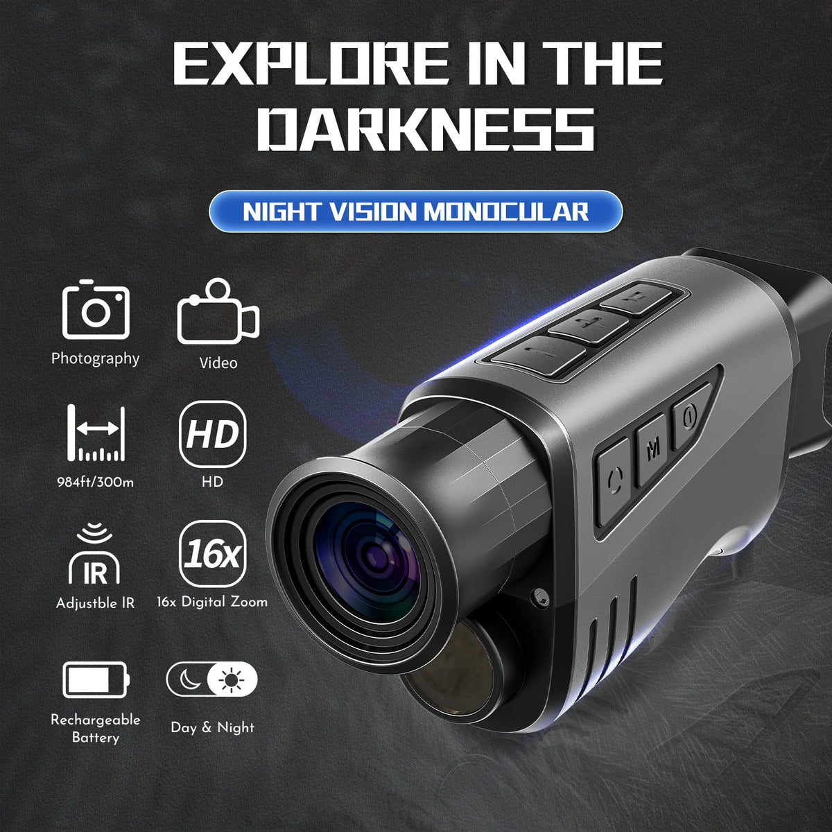 NEW Monocular Night Vision Device 1080P HD Infrared Camera 10X Digital Zoom Hunting Telescope Outdoor Search Full Darkness 300m