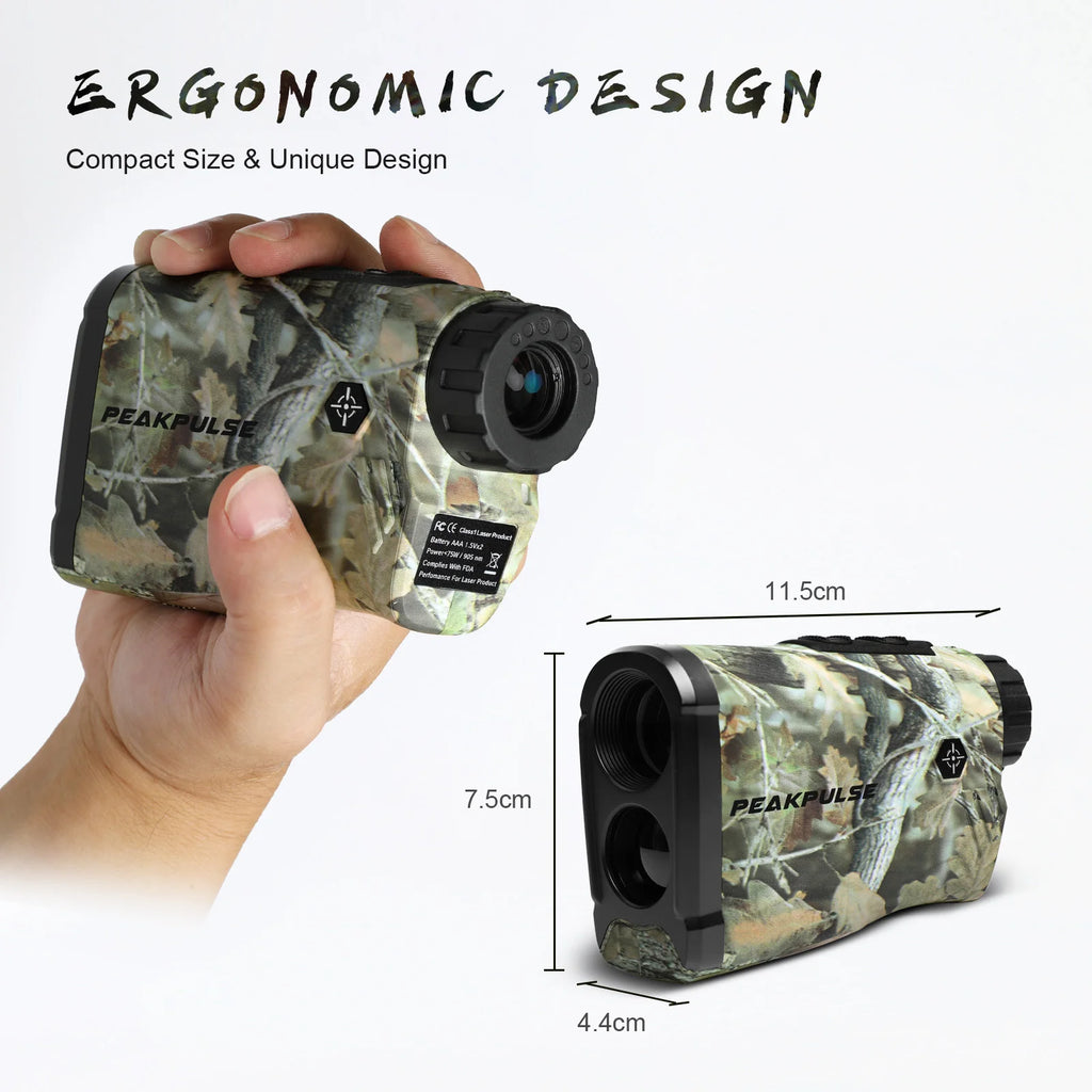 PEAKPULSE 1200M/ 1300 Yards Hunting Range Finder Waterproof 6X Magnification Rangefinder Height Angle Horizontal Distance Meter