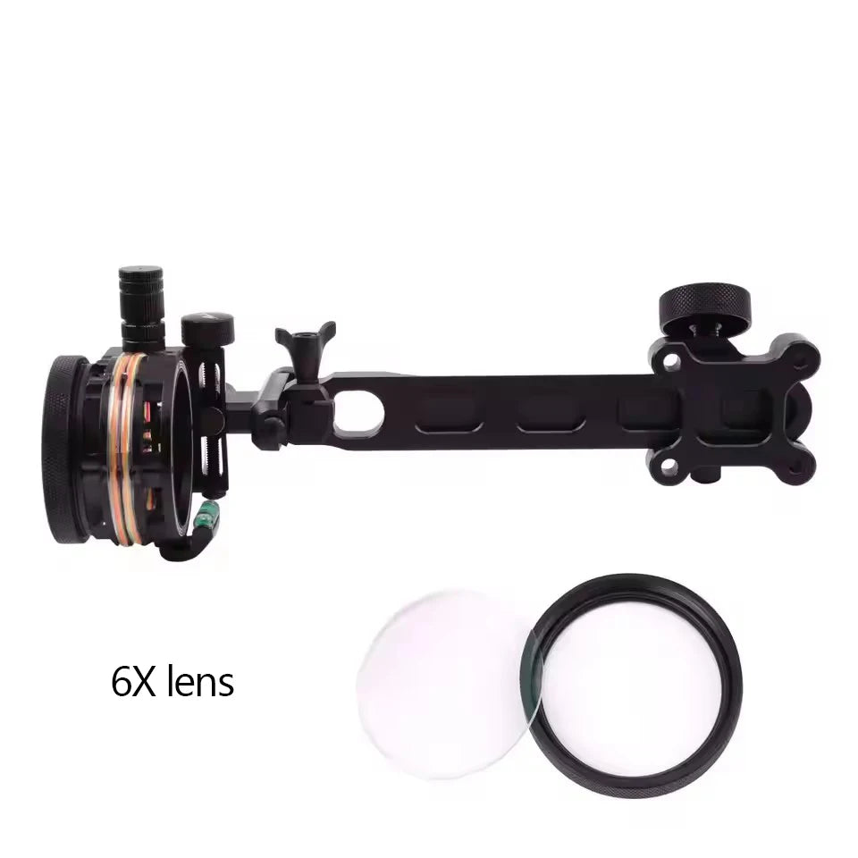 Archery Compound Bow Sight 2X/4X/6X/8X Lens 5pin 0.019" Optical Fiber Adjustable CNC Aluminum Alloy Shooting Hunting Aim Target