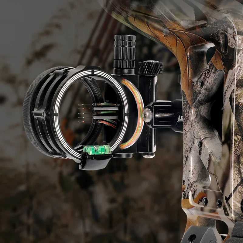 Archery Compound Bow Sight 2X/4X/6X/8X Lens 5pin 0.019" Optical Fiber Adjustable CNC Aluminum Alloy Shooting Hunting Aim Target