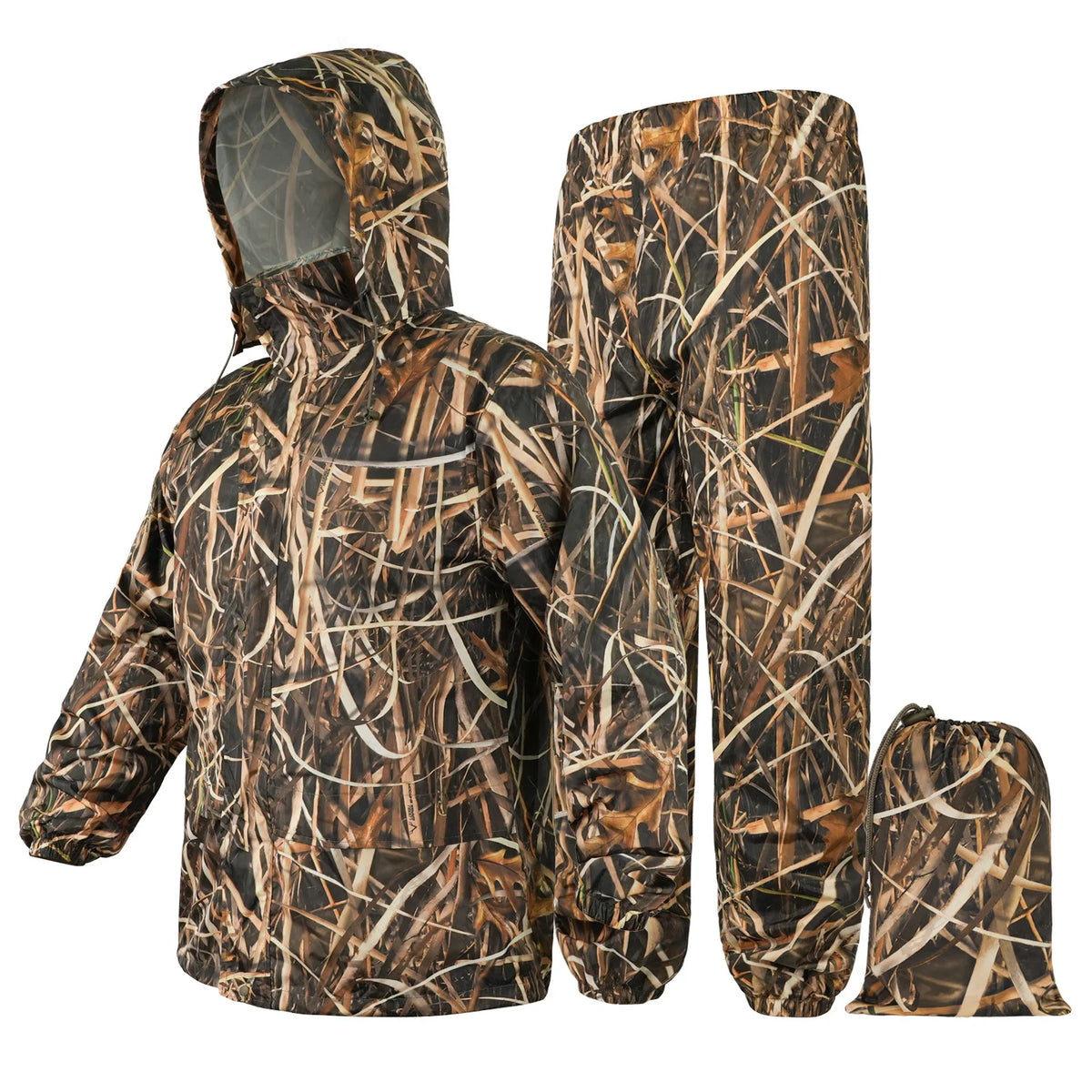 Ultra Wear Resistant Waterproof Raincoat Set Maple Leaves Bionic Camouflage Hunting Fishing Hiking  Suit Lightweight Breathable