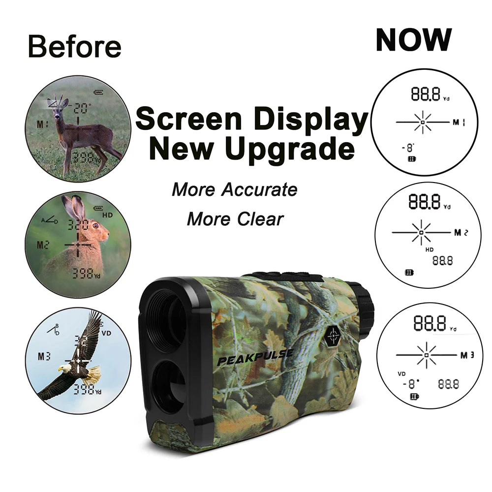 PEAKPULSE 1200M/ 1300 Yards Hunting Range Finder Waterproof 6X Magnification Rangefinder Height Angle Horizontal Distance Meter