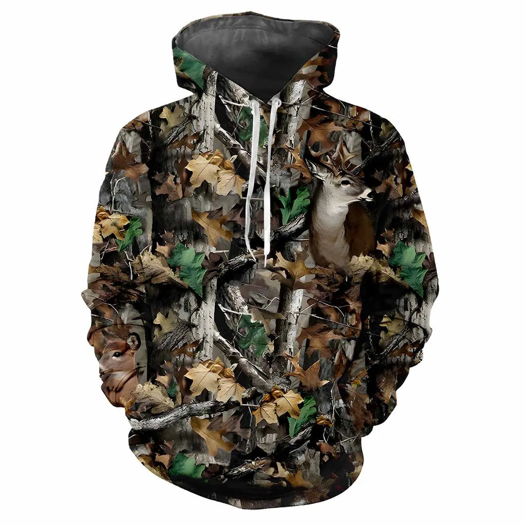 Camouflage Hunting Animals Outdoor Camouflage Spring And Autumn Men's Hoodie Street Trend Loose Comfortable Casual Top Clothing
