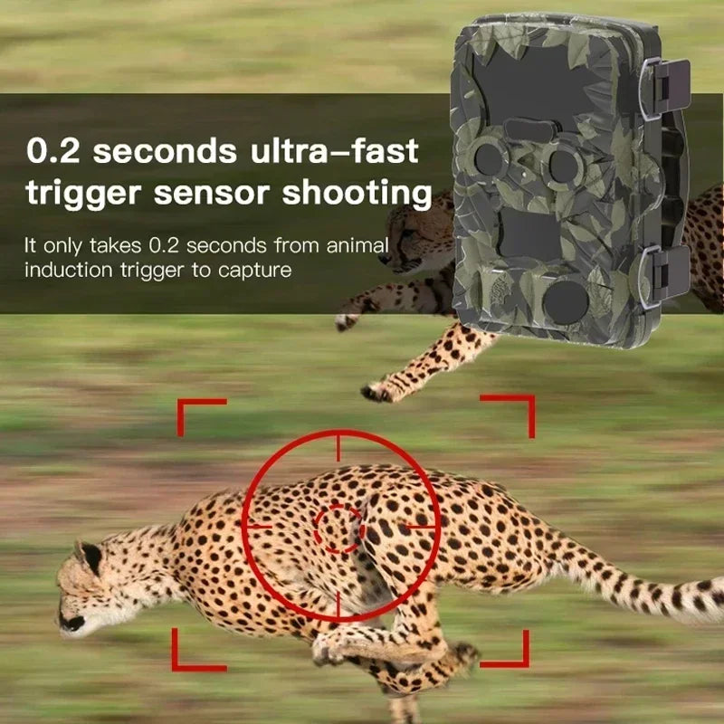 H8201 Night Vision 4K HD Hunting Cameras 20MP Pixel IR Dual Cameras IP66 Waterproof Outdoor Hunting Camera Rechargeable Battery
