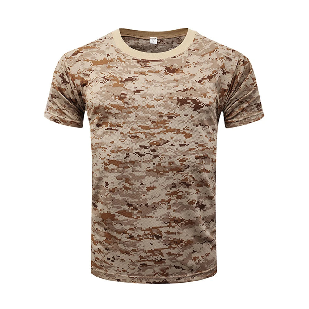 Tactical Camouflage Shirt Short Sleeve Men's Quick Dry Combat T-Shirt Military Army T Shirt Camo Outdoor Hiking Hunting Shirts