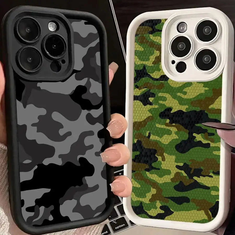 Phone Case for iPhone Soft Cover Shell Black Camouflage