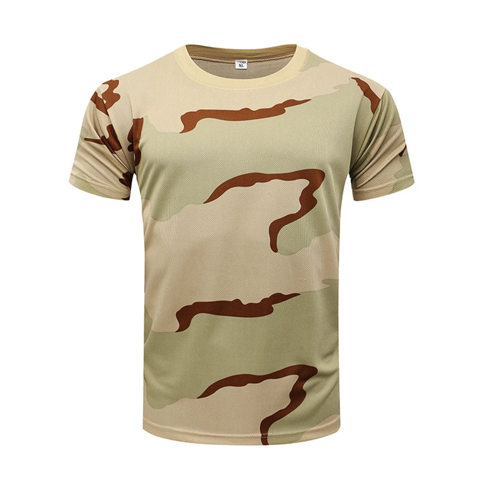 Tactical Camouflage Shirt Short Sleeve Men's Quick Dry Combat T-Shirt Military Army T Shirt Camo Outdoor Hiking Hunting Shirts