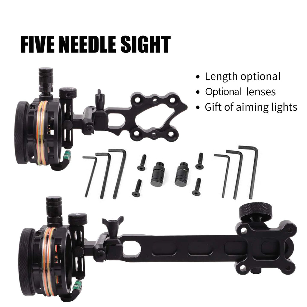 Archery Compound Bow Sight 2X/4X/6X/8X Lens 5pin 0.019" Optical Fiber Adjustable CNC Aluminum Alloy Shooting Hunting Aim Target