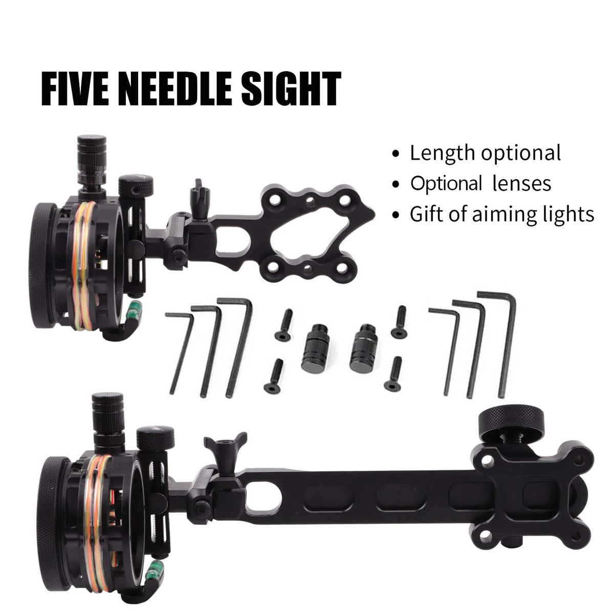 Archery Compound Bow Sight 2X/4X/6X/8X Lens 5pin 0.019" Optical Fiber Adjustable CNC Aluminum Alloy Shooting Hunting Aim Target