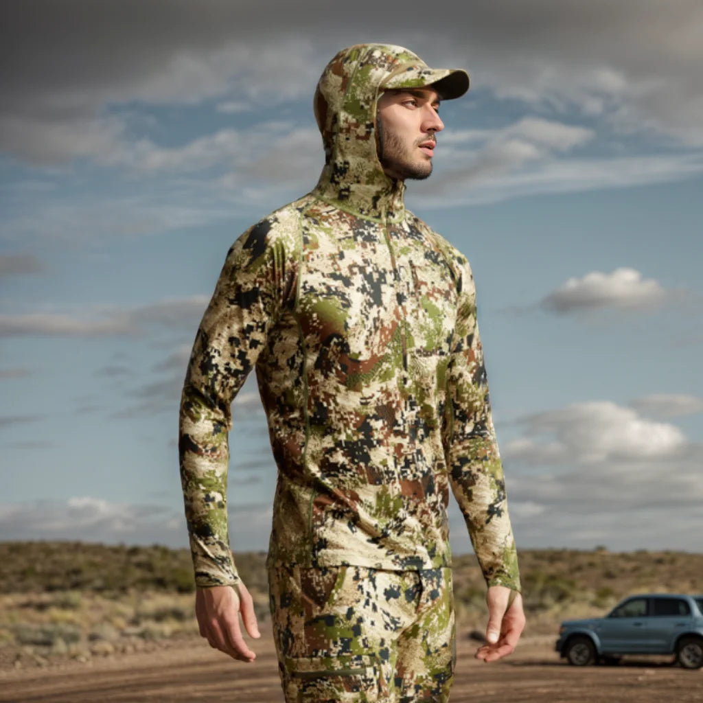 Core Lightweight Camouflage Hoodie Pullover Mask T-Shirt for Hunting Fishing - Breathable Outdoor Camo Clothing