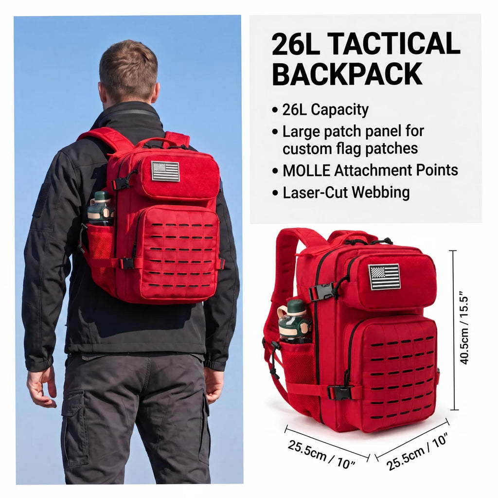 26L Tactical Hunting Backpack for Men with Dual Cup Holders, MOLLE Outdoor Hiking Rucksack for Deer Bow Archery Elk Duck Waterfowl Hunting, Camping Travel Gear Storage Bag