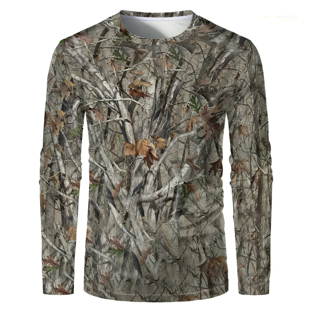 Men Camouflage Forest Hunting T-shirt Utdoor Quick Drying Breathable Hiking Long Sleeve T-shirt Fishing Camping Sports Tops Tees
