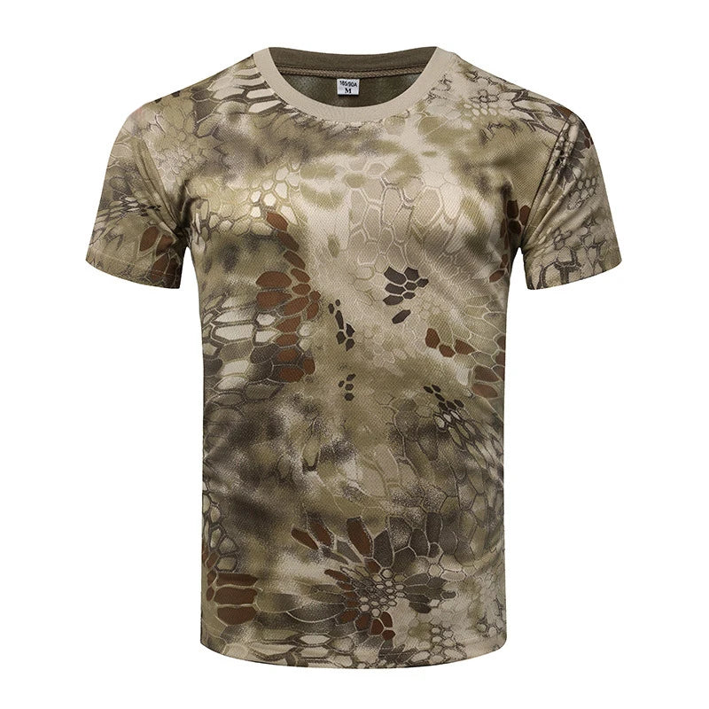 Tactical Camouflage Shirt Short Sleeve Men's Quick Dry Combat T-Shirt Military Army T Shirt Camo Outdoor Hiking Hunting Shirts