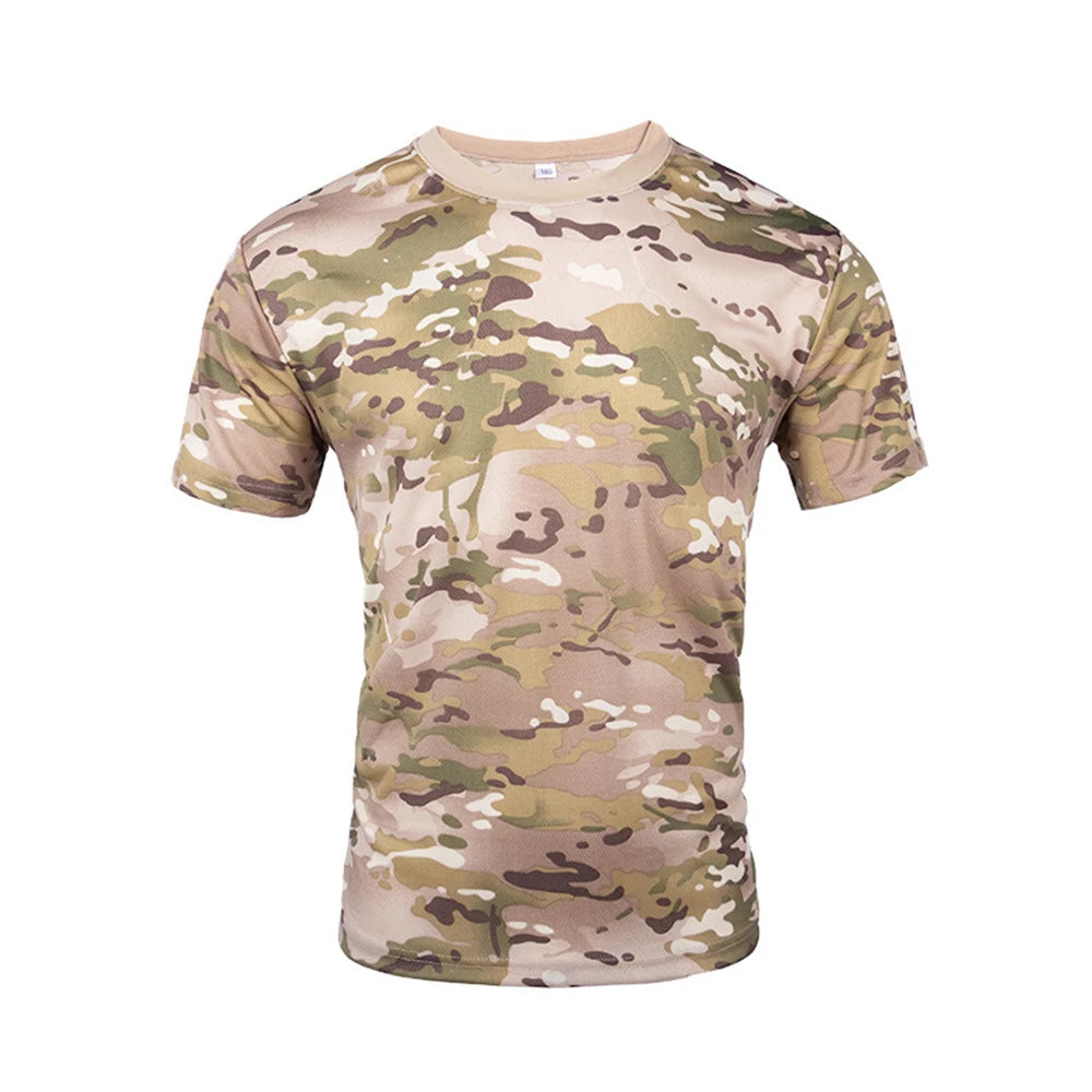 Tactical Camouflage Shirt Short Sleeve Men's Quick Dry Combat T-Shirt Military Army T Shirt Camo Outdoor Hiking Hunting Shirts