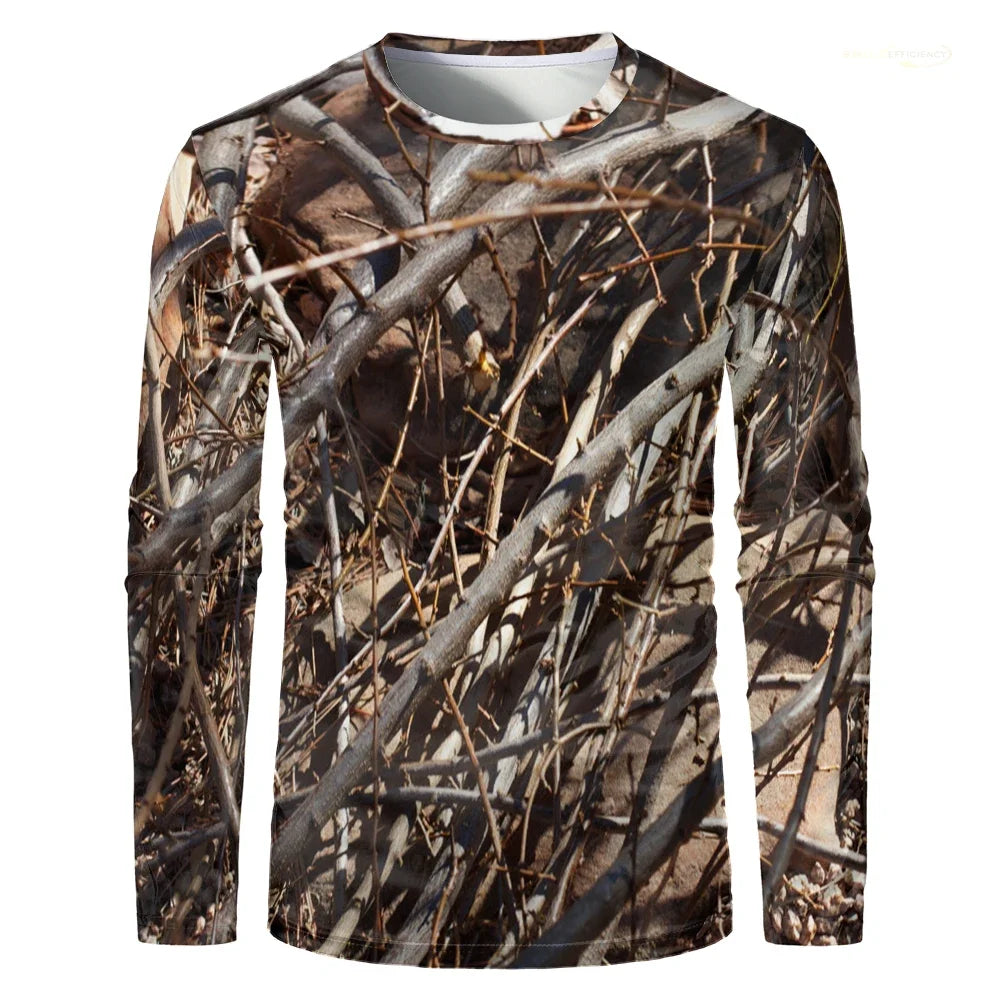 Men Camouflage Forest Hunting T-shirt Utdoor Quick Drying Breathable Hiking Long Sleeve T-shirt Fishing Camping Sports Tops Tees