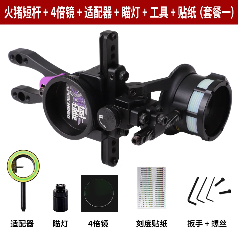 Archery Compound Bow Sight Eddie 1Pin Aiming Single Pin Sight Fast Fine-tune Adjustable Short Bar Hunting Shooting Accessories