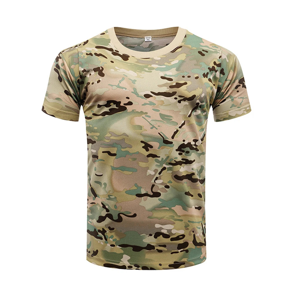 Tactical Camouflage Shirt Short Sleeve Men's Quick Dry Combat T-Shirt Military Army T Shirt Camo Outdoor Hiking Hunting Shirts