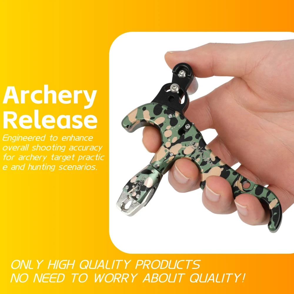 Compound Bow Release 4 Finger 360° Jaws LH/RH and Sensitivity Adjustable Thumb Trigger Archery Hunting Shooting Target Practice