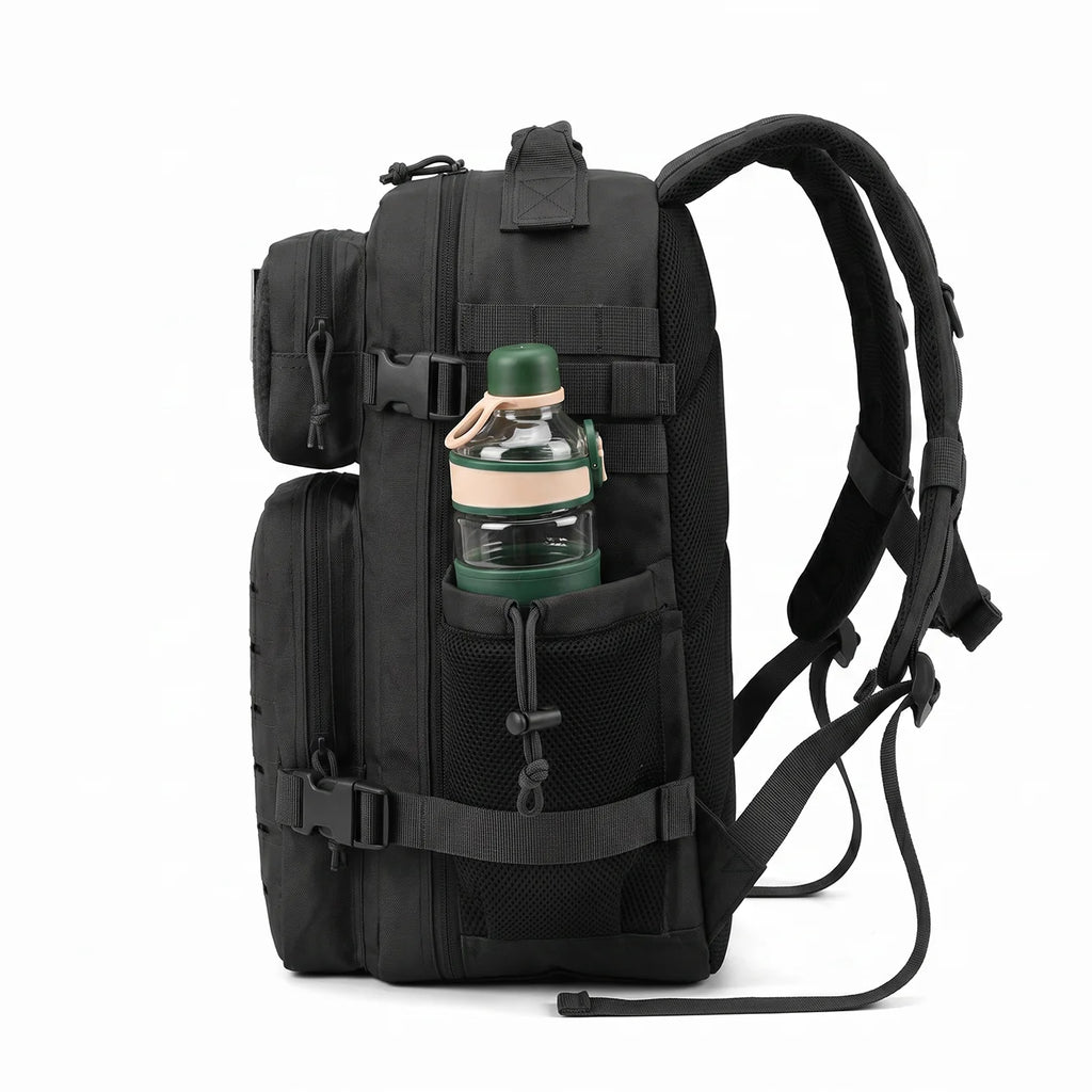 26L Tactical Hunting Backpack for Men with Dual Cup Holders, MOLLE Outdoor Hiking Rucksack for Deer Bow Archery Elk Duck Waterfowl Hunting, Camping Travel Gear Storage Bag